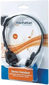 AUDIFONOS MANHATTAN DE DIADEMA AJUSTABLE MICROFONO C/CONTROL VOL AUDIF-MH-164429