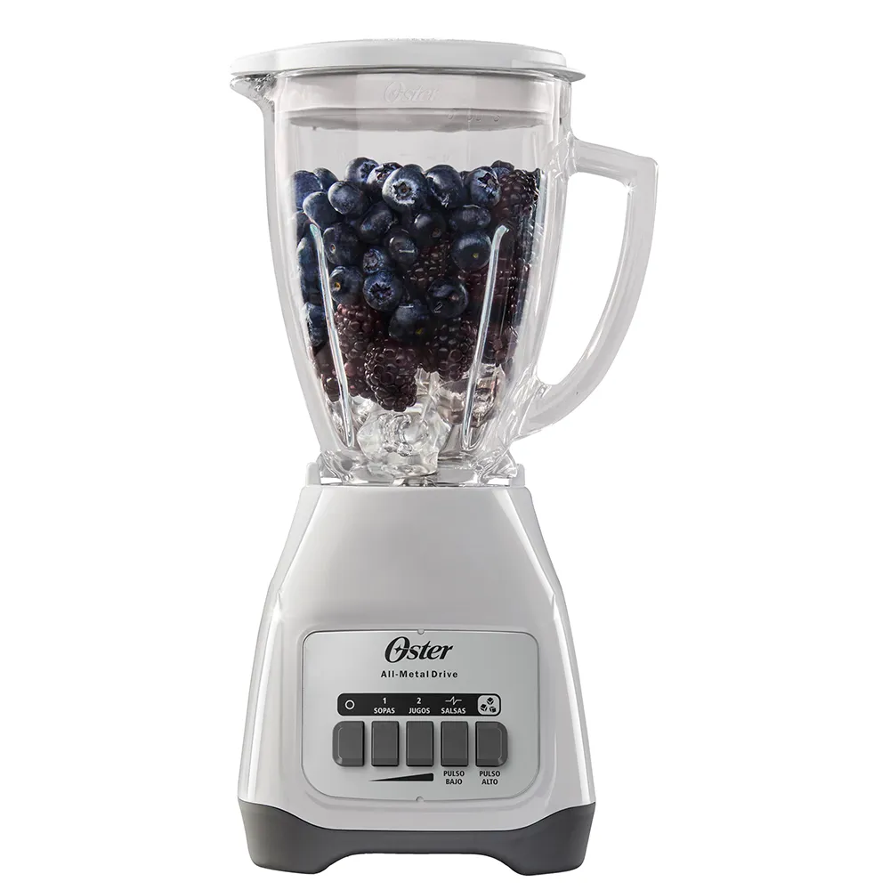 LICUADORA OSTER DE BOTONES 2 VEL PULSO ALTO Y BAJO JARRA VIDRIO BLANCA 800W BLSTKAG-WPB-013