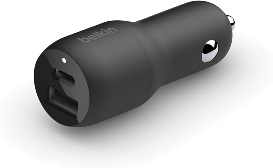 CARGADOR BELKIN CAR BOOST CHARGE 24W CHARGER W LTG TO USBC CBL AC407BLK43