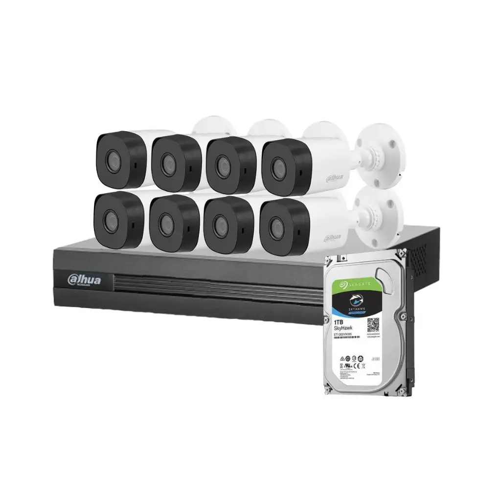COMBO 8 CÁMARAS 4K=8PMX 80M IR CON AUDIO C8X-8AM80