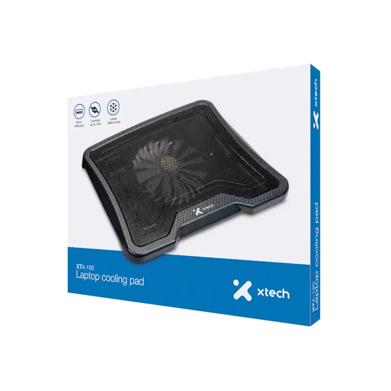 BASE CON VENTILADOR PARA LAPTOP XTECH NB COOLING PAD XTA 150 160MM FAN USB X 2 AN001XTK03