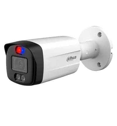 CÁMARA DAHUA TIPO BALA DE 5MP DH-HAC-ME1509THN-A-PV > Máximo 25 fps a 5 MP DISUASIÓN ACTIVA con luz roja y azul, sirena e interfaz de salida de alarma > 120 dB WDR real, NR 3D. > Luz doble inteligente. Protección contra la interferencia de la luz roja y azul. > . Distancia de iluminación > 40 m. > Súper Adaptable. Micrófono incorporado. > Lente fija de 3,6 mm (2,8 mm opcional). > Conmutable entre CVI/CVBS/AHD/TVI. > IP67, 12 V CC.