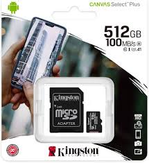 MICRO SD KINGSTON 512GB MICSDXC CANVAS SELECT PLUS 100R A1 C10 SDCS2/512GB SDCS2/512GB