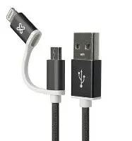 CABLE MICRO USB Y LIGHTNING 3.2 KLIP XTREME KAC 210BK PIES NEGRO CAB2E1-KLX-210N