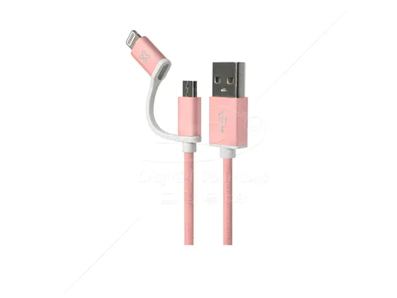 CABLE MICRO USB Y LIGHTNING 3.2 PIES KLIP XTREME KAC 210RG ROSE GOLD CAB2E1-KLX-210R