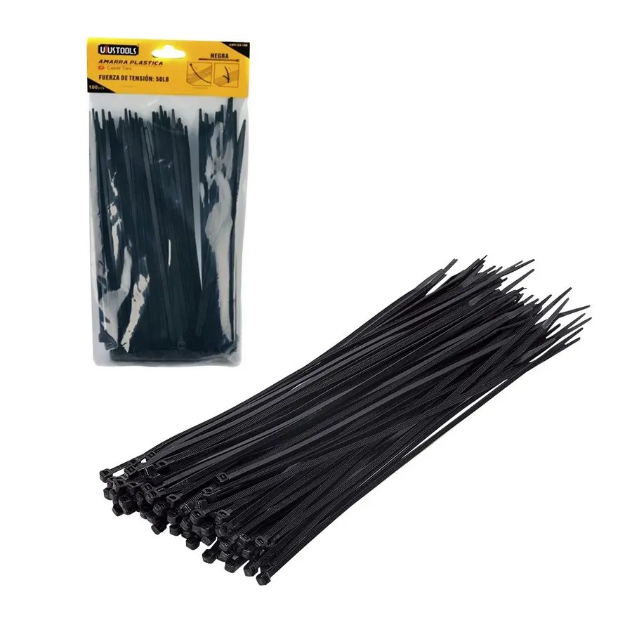 CINCHOS PLASTICOS LINET DE 8PLG/BOLSA DE 100 UNIDADES COLOR NEGRO EPA406