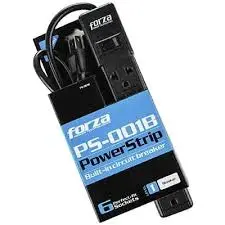 REGLA DE ALIMENTACIÓN FORZA DE 6 TOMAS CON DISYUNTOR 110V NEGRO PS-001B AU140FOR02