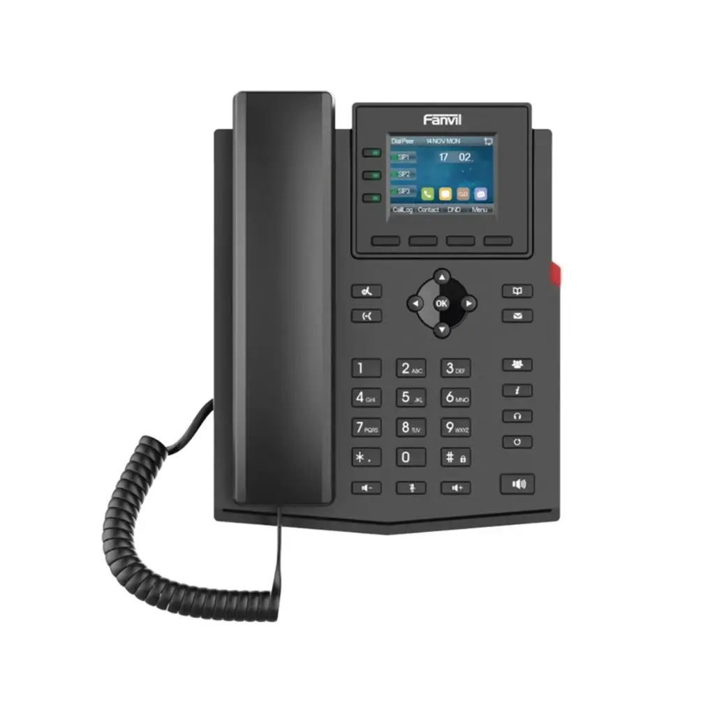 TELÉFONO IP DE ESCRITORIO, PARA 3 LÍNEAS, SOPORTA POE, 2 PUERTOS 10/100M.MARCA FANVIL X303P