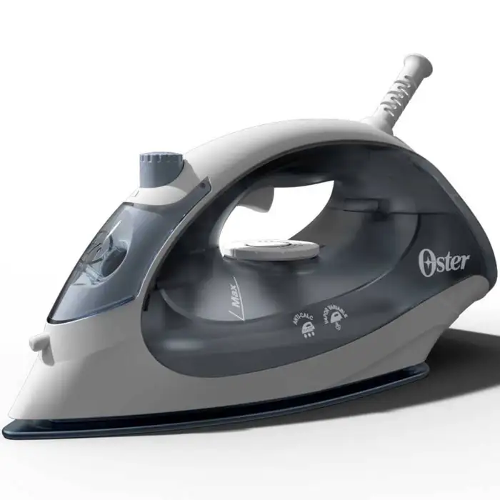 PLANCHA DE VAPOR COMPACTA OSTER SUELA ANTIADHERENTE VAPOR VARIABLE ANTICALCIO ROCIO GRIS GCSTBS5001-013