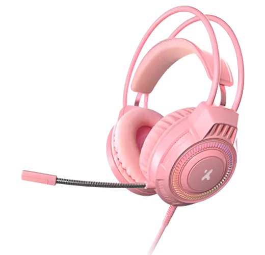 AUDIFONOS XTECH PARA GAMERS 3.5MM RGB CON MICROFONO COLOR ROSA AUDIF-XT-XT564R