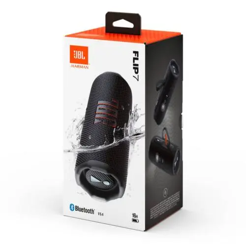 BOCINA JBL FLIP 7 PORTÁTIL BLUTOOTH RESISTENTE AL AGUA HASTA 16HRS COLOR NEGRO JBLFLIP7BLKAM 