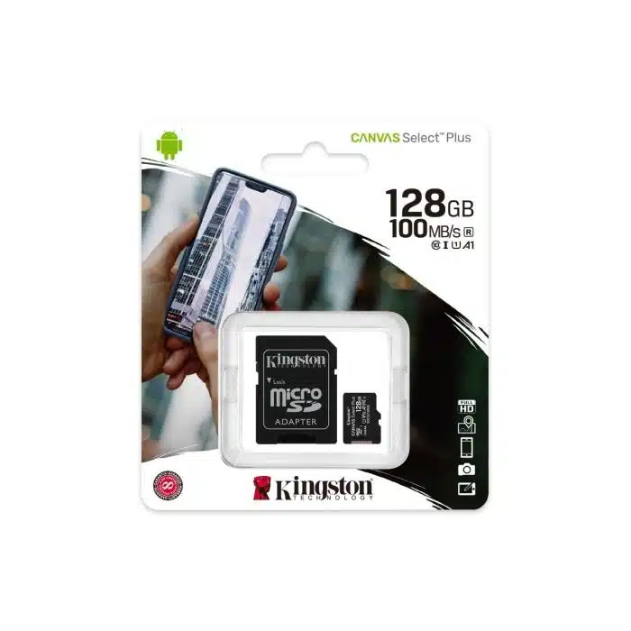 MICRO SD KINGSTON 128GB MICSDXC CANVAS SELECT PLUS 100R A1 C10 SDCS2/128GB CH804KNG02 
