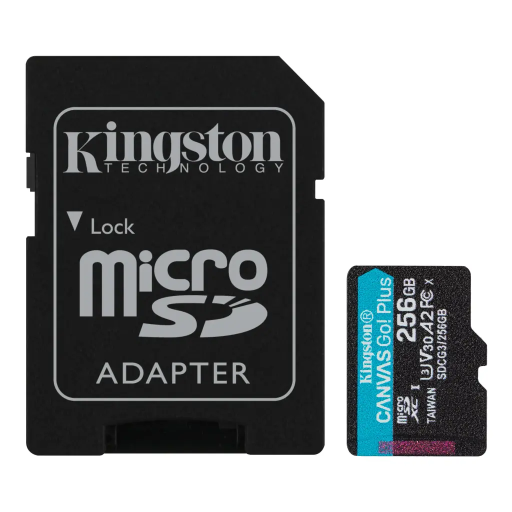 MICRO SD KINGSTON 256GB MICROSDXC CANVAS GO PLUS 170R A2 U3 V30 CARD CH804KNG32