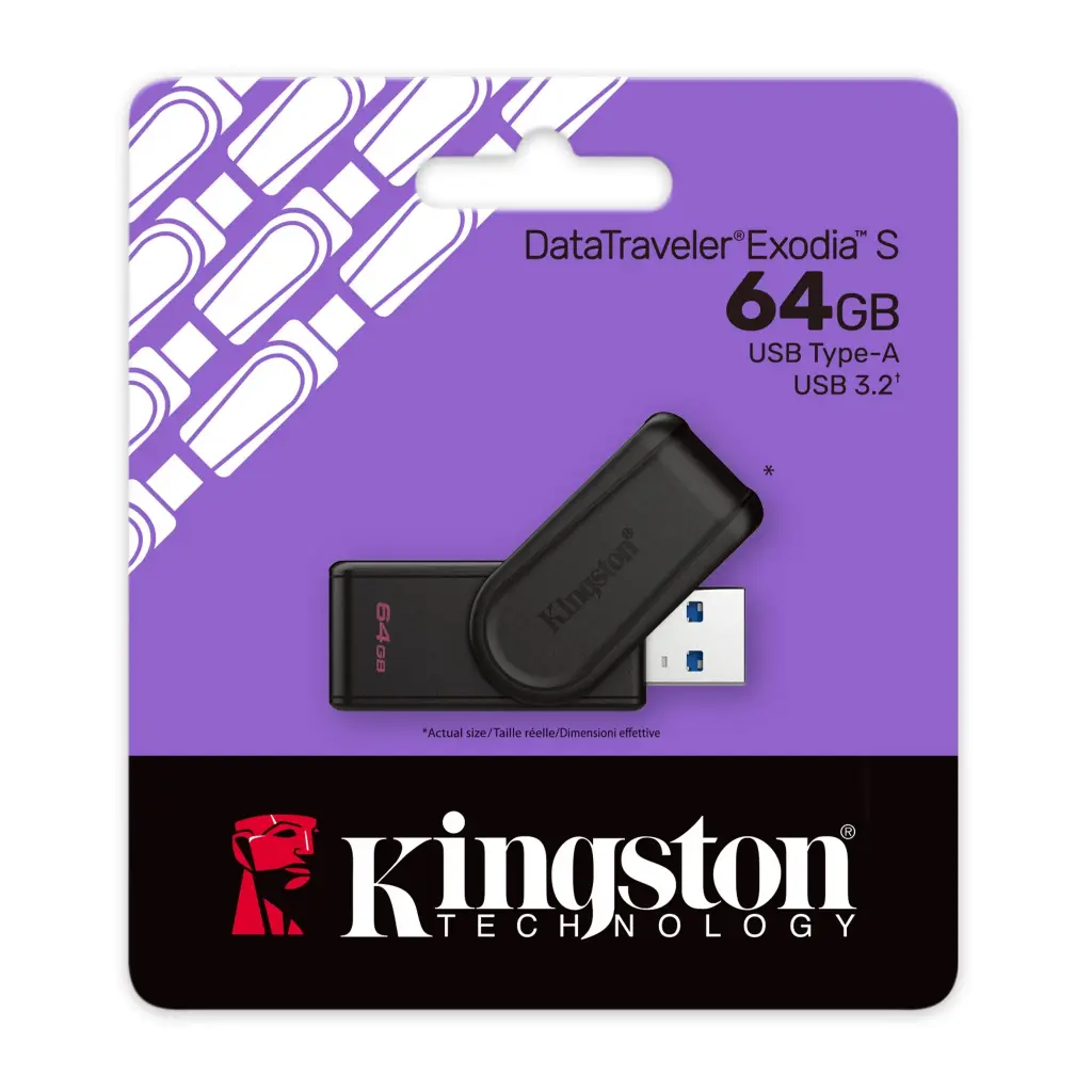 MEMORIA USB CH411KNG87 KINGSTON 64GB 3.2 GEN 1 DATATRAVELER EXODIA S BLACK DTXS/64GB