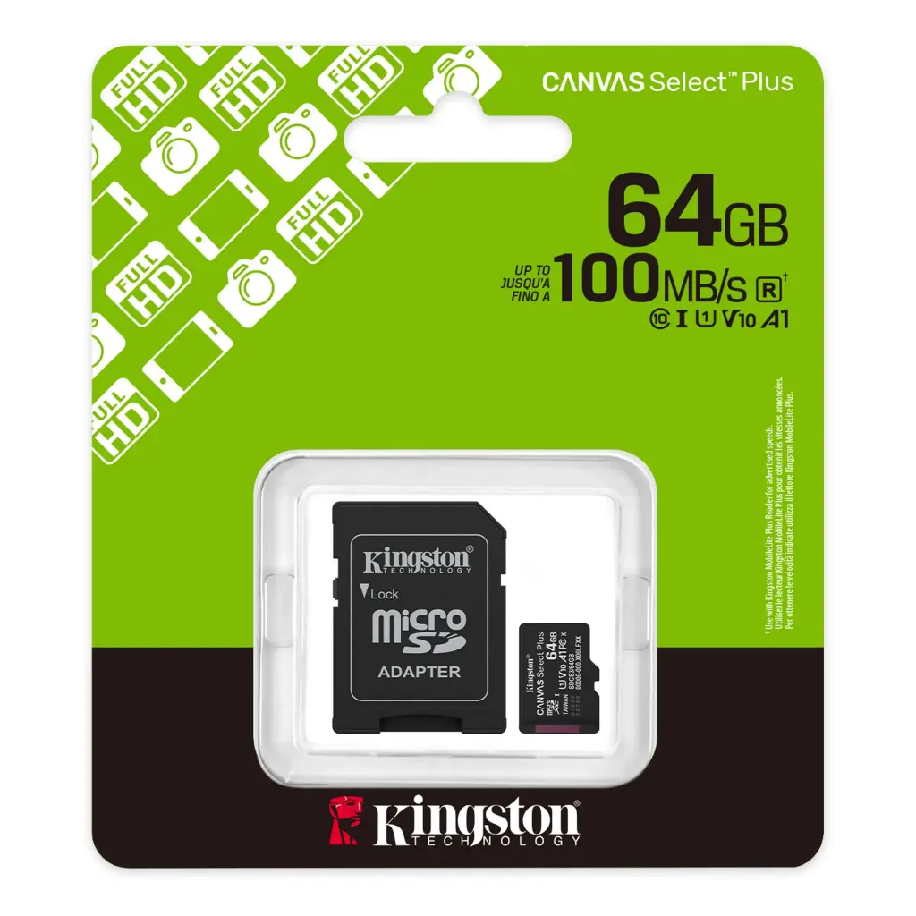 MICRO SD KINGSTON 64GB MICROSDXC CANVAS SELECT PLUS GEN3 100MB/S SDCS3/64GB