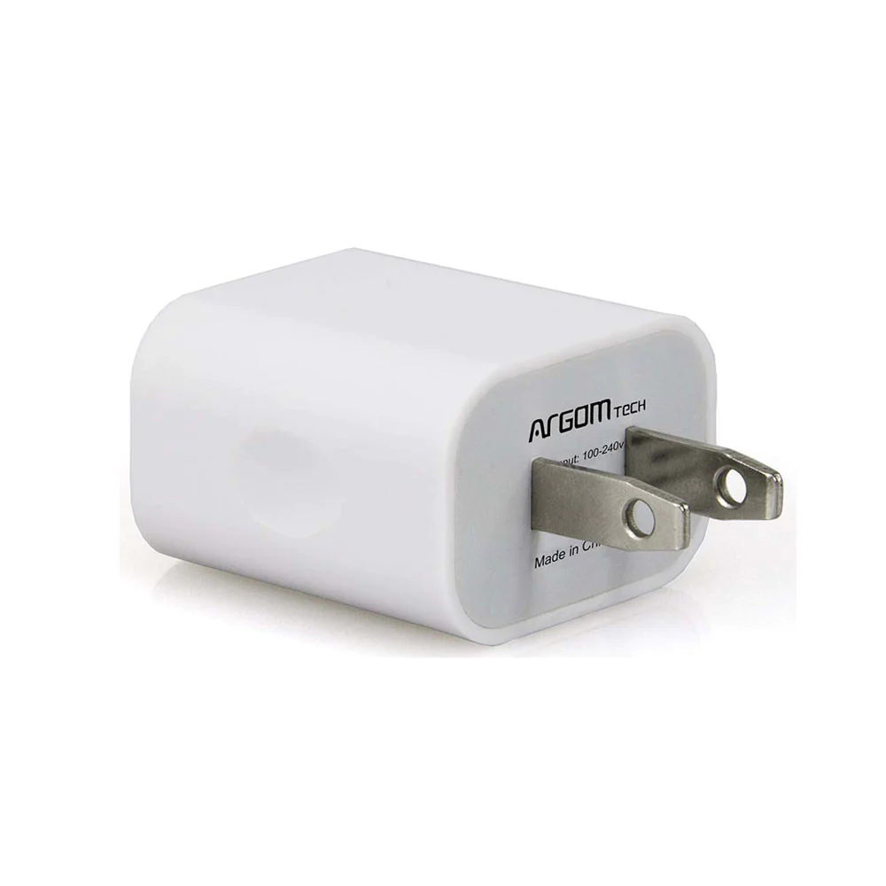 CARGADOR DE PARED DOBLE ARGOM PUERTOS USB-A TOTAL 3.1AMP BLANCO CARGUS-ARG-105B MOD. ARG-AC-0105 